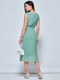 Jolie Moi Hayes Pleated Chiffon Midi Dress, Green Polka