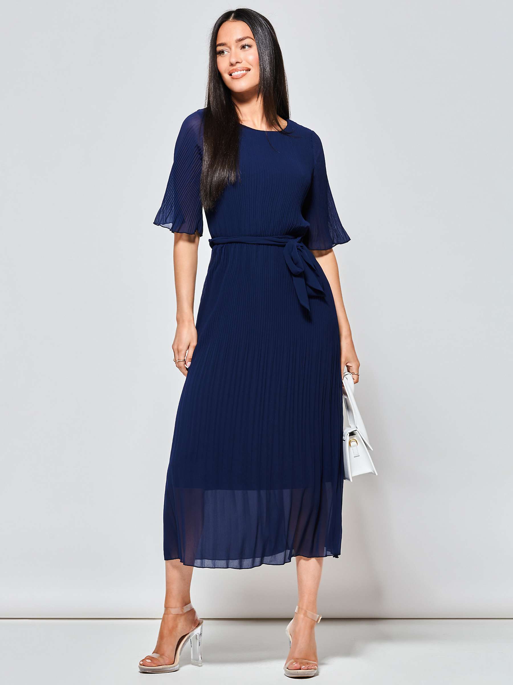 Buy Jolie Moi Qynn Chiffon Pleated Maxi Dress, Navy Online at johnlewis.com