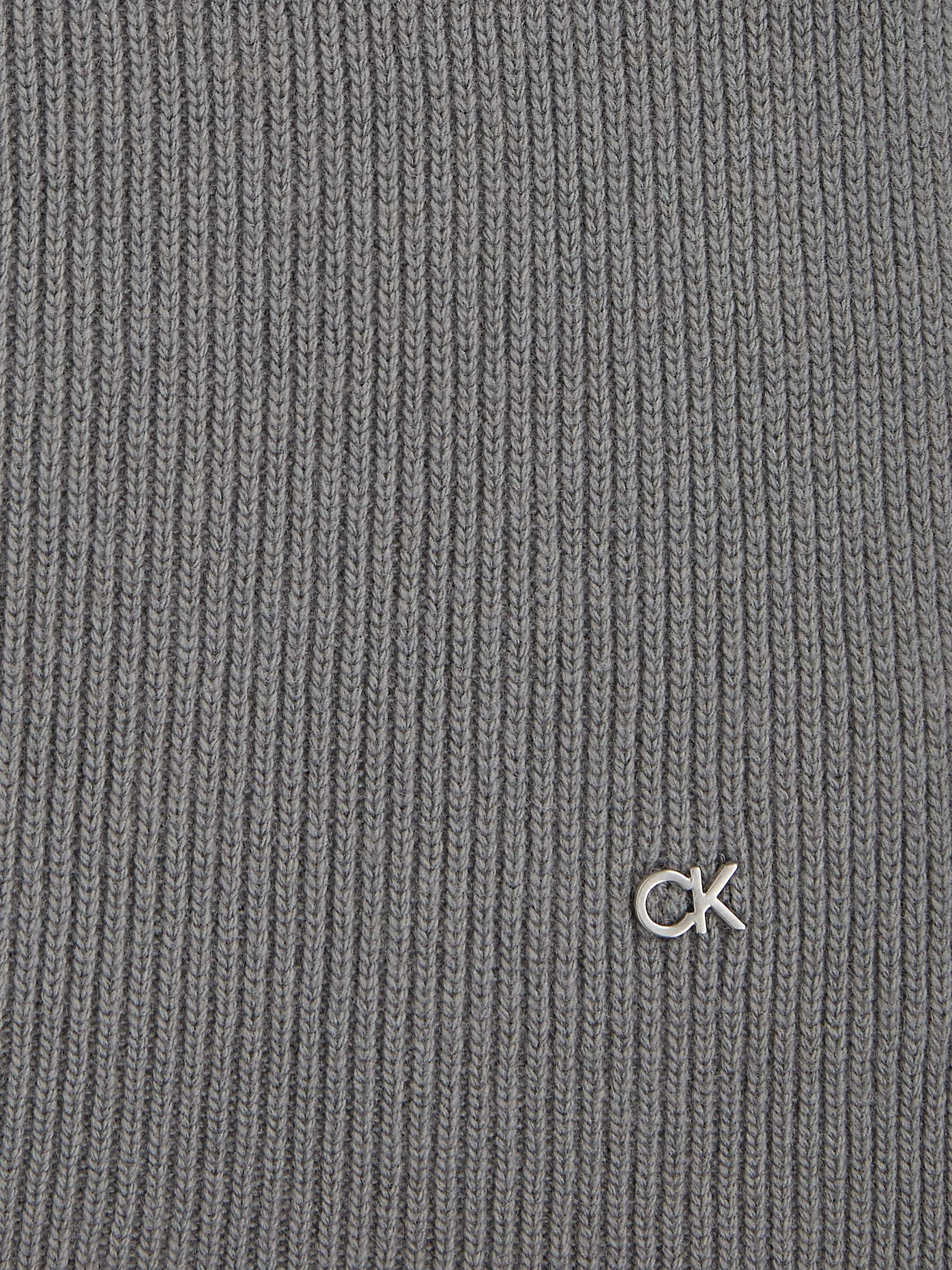 Calvin Klein Re-Lock Rib Knit Scarf, Mid Grey Heather at John Lewis ...
