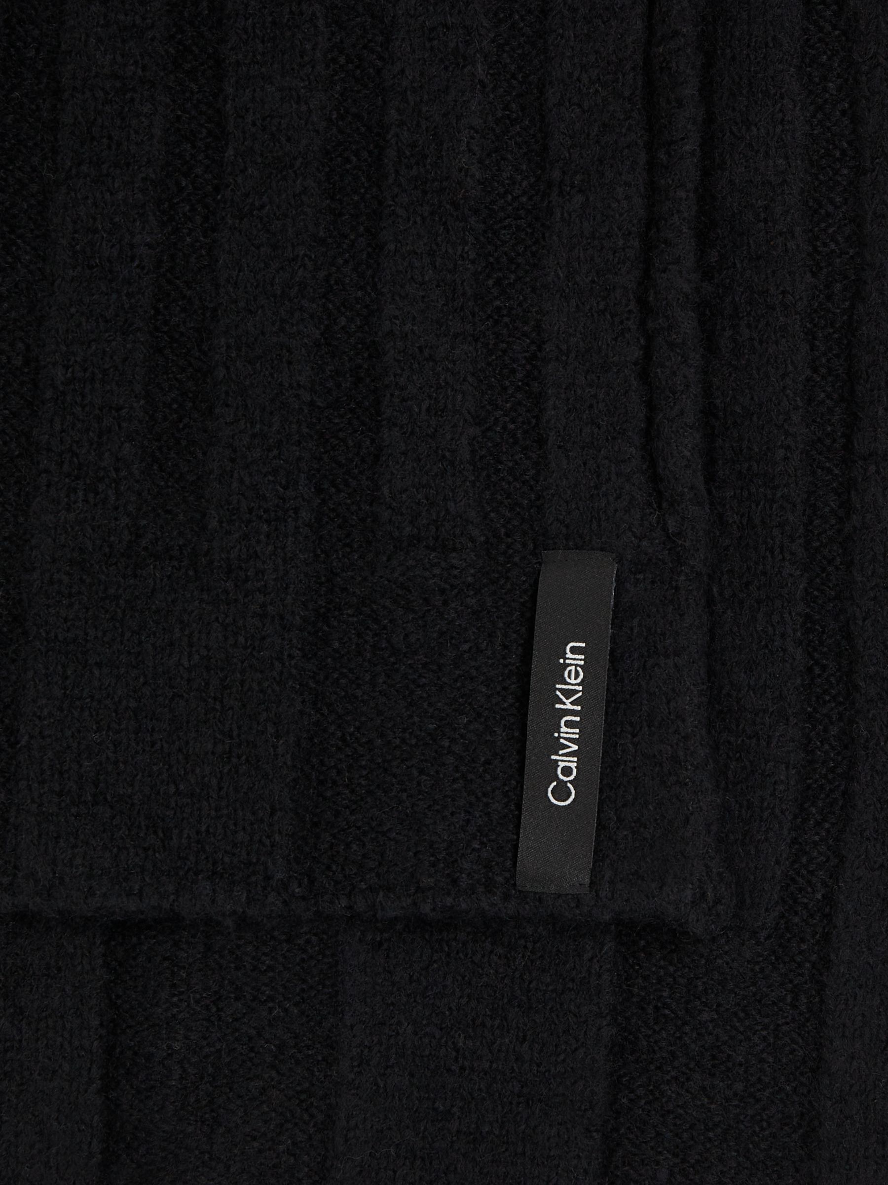 Calvin Klein Rib Label Scarf, Black at John Lewis & Partners