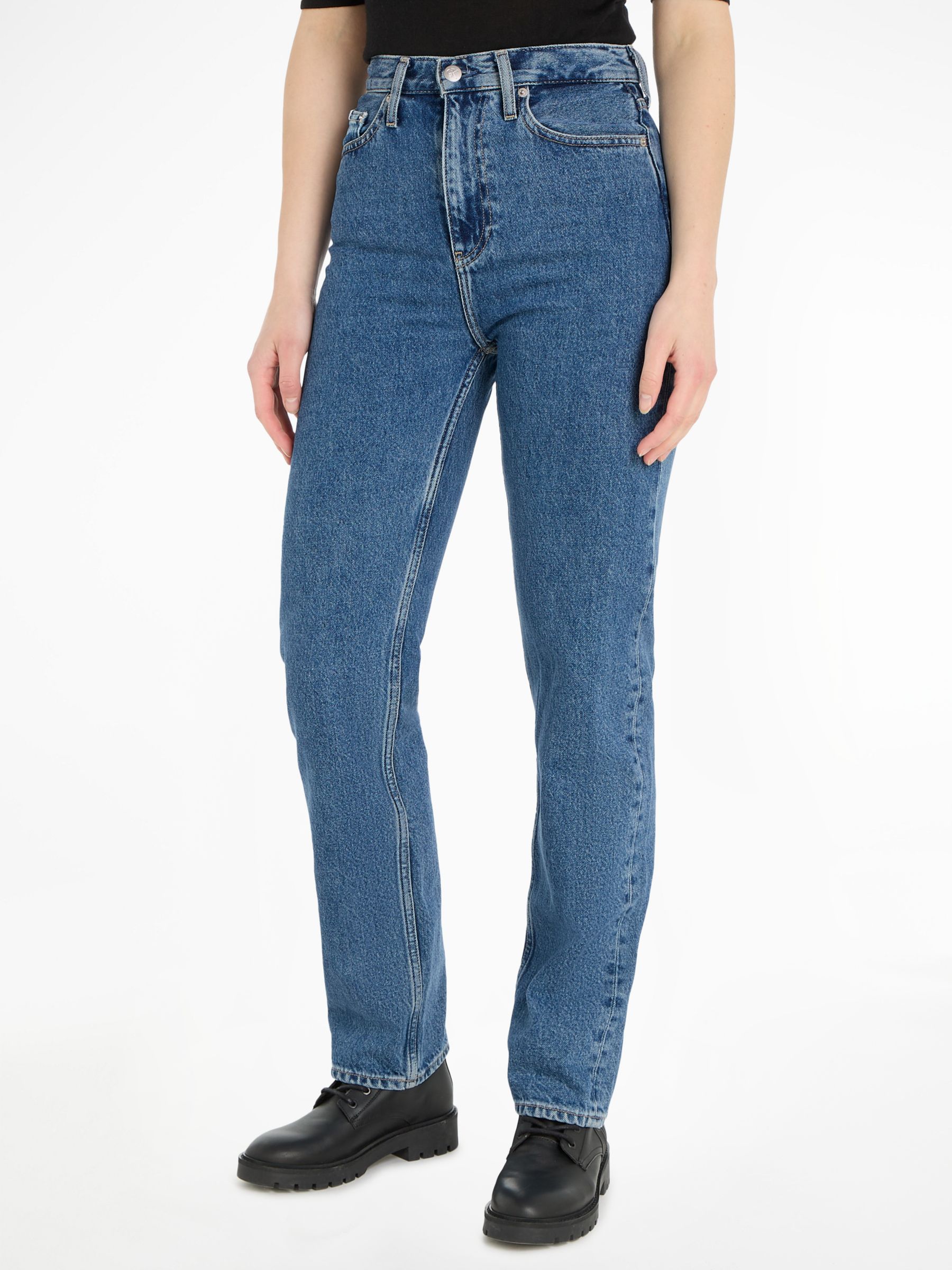 Calvin Klein Jeans High Rise Straight Leg Jeans, Medium Denim, 24R