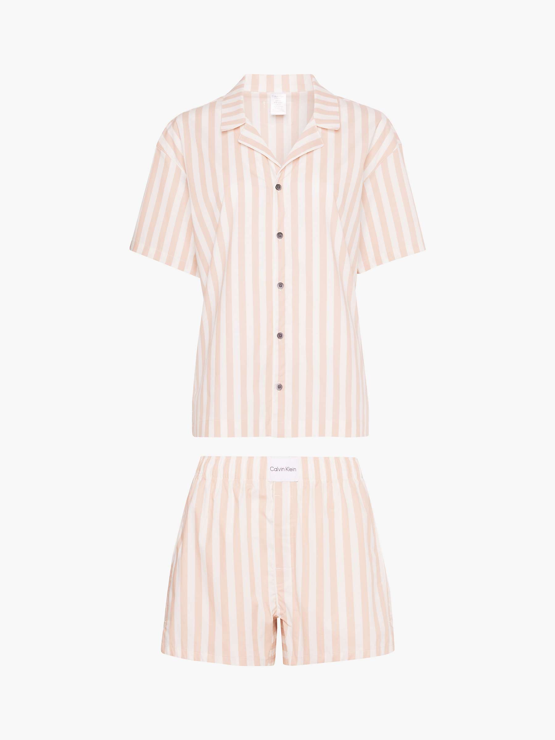 Buy Calvin Klein Striped Short Sleeve Pyjamas, Pink/White Online at johnlewis.com