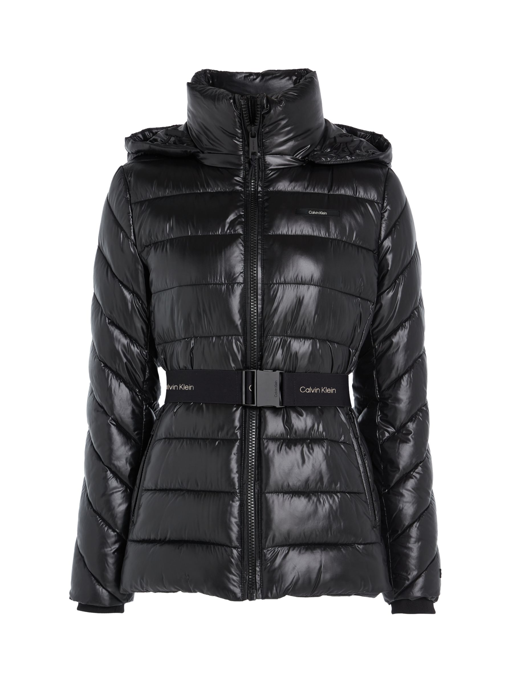 Calvin Klein Belted Padded Jacket, Ck Black at John Lewis & Partners