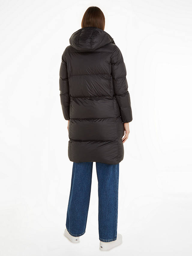 Calvin Klein Down Knee Length Quilted Coat, Ck Black at John Lewis ...