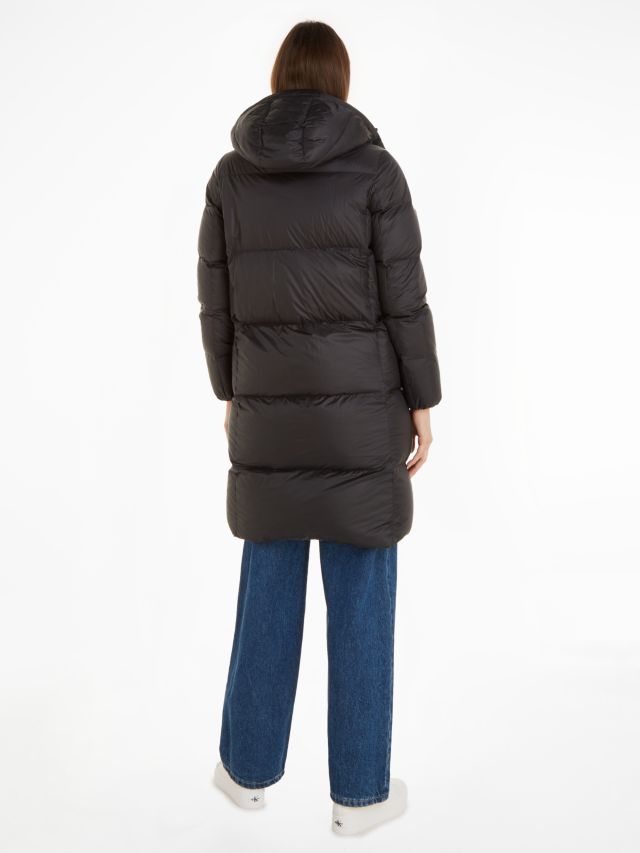 Calvin Klein Down Knee Length Quilted Coat, Ck Black, XS