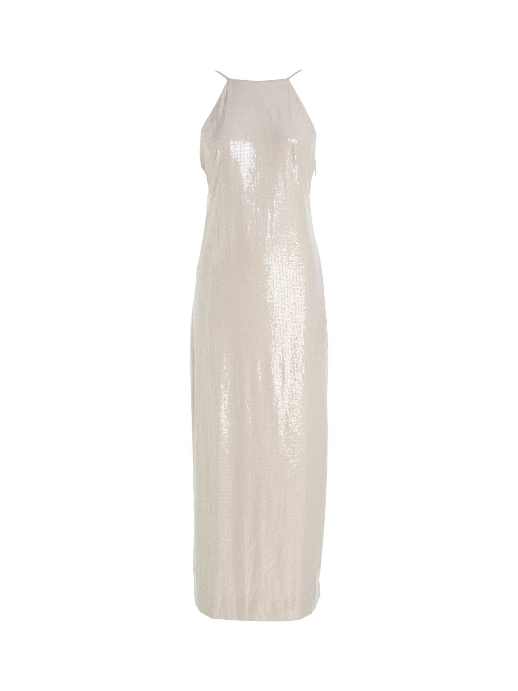 Calvin Klein Sequin Halterneck Maxi Dress Chateau Gray at John