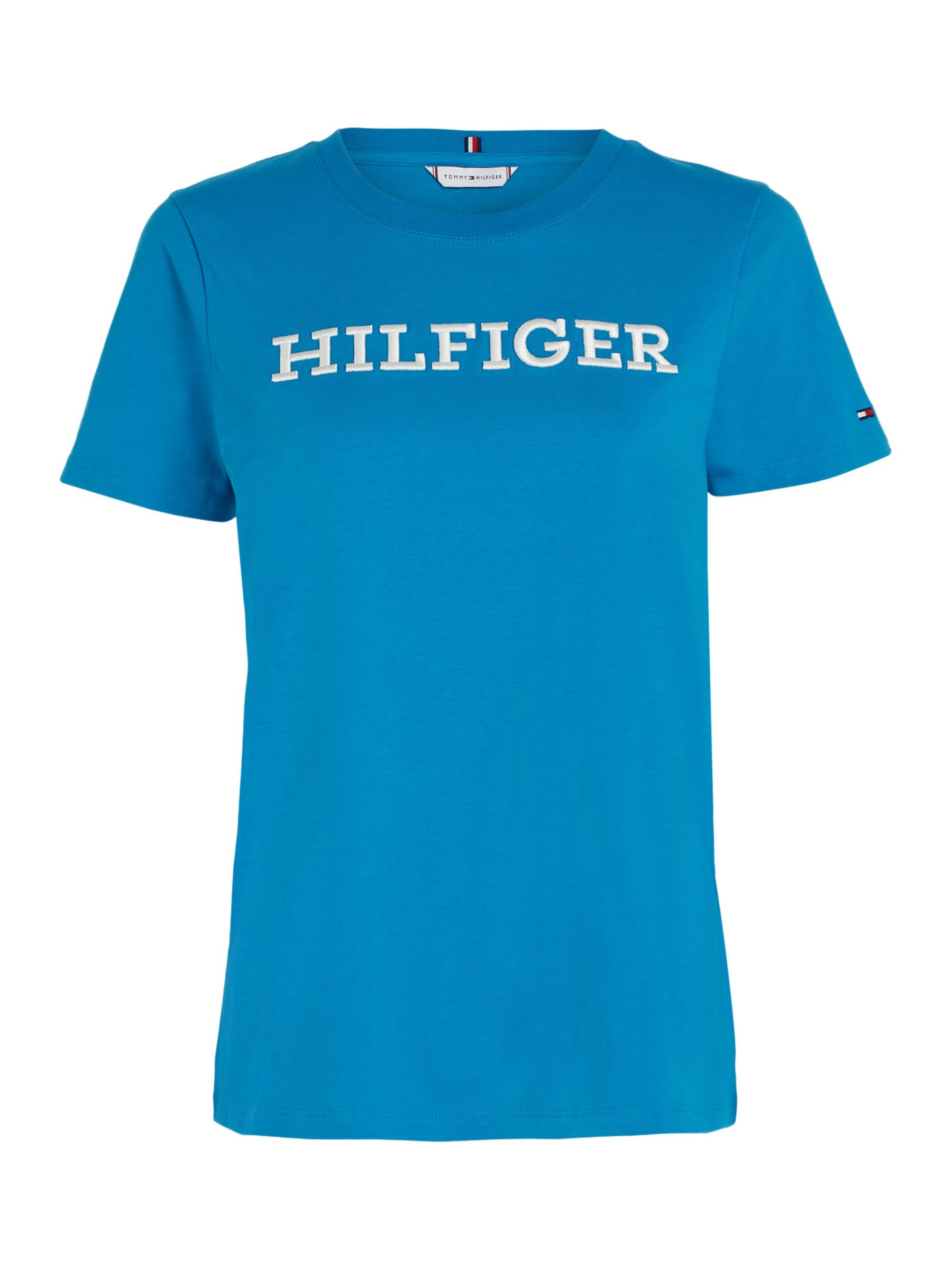 Tommy Hilfiger Monotype Short Sleeve T-Shirt, Cerulean Aqua at John ...