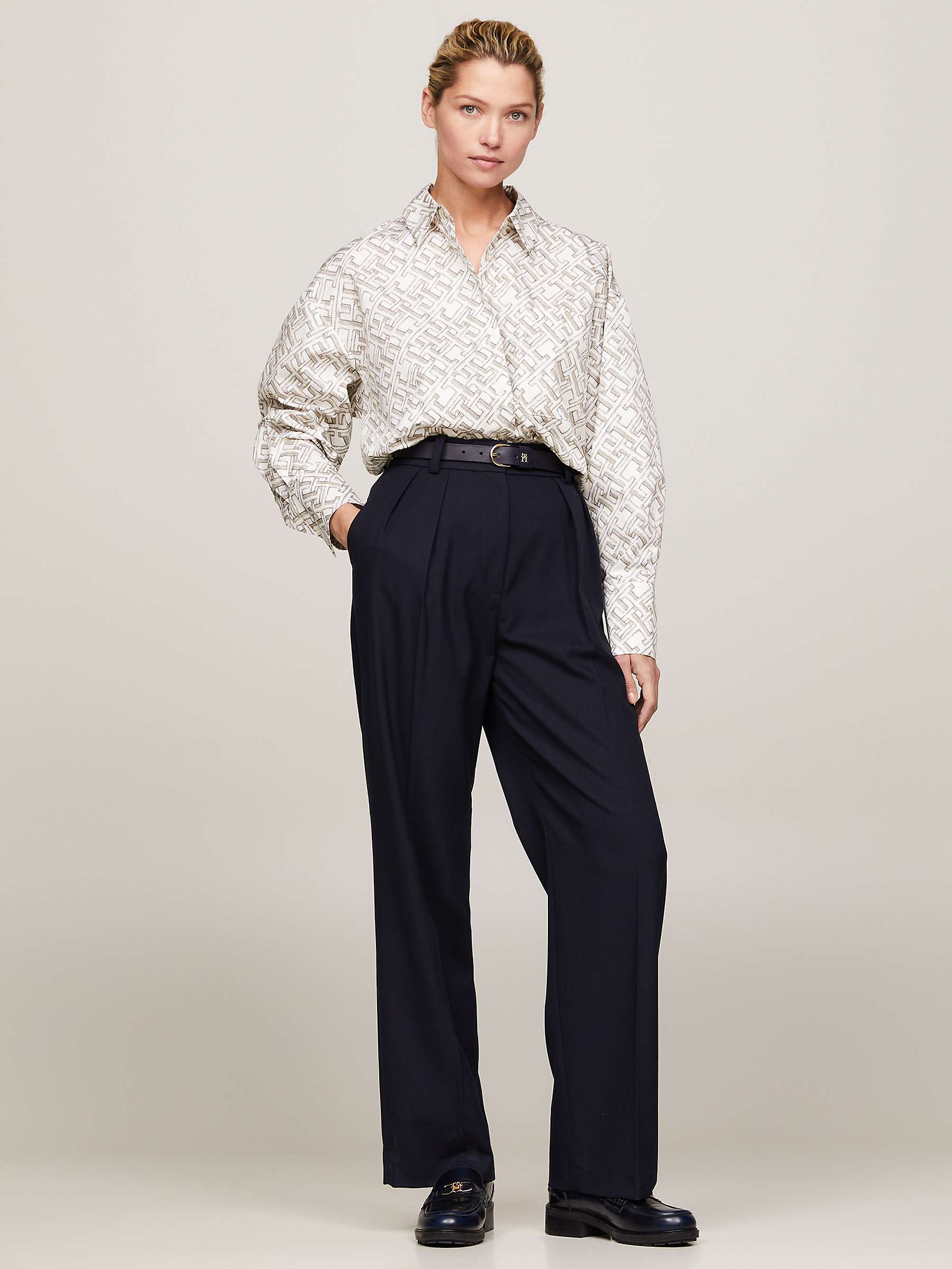 Buy Tommy Hilfiger Relaxed Fit Pleat Detail Trousers, Desert Sky Online at johnlewis.com