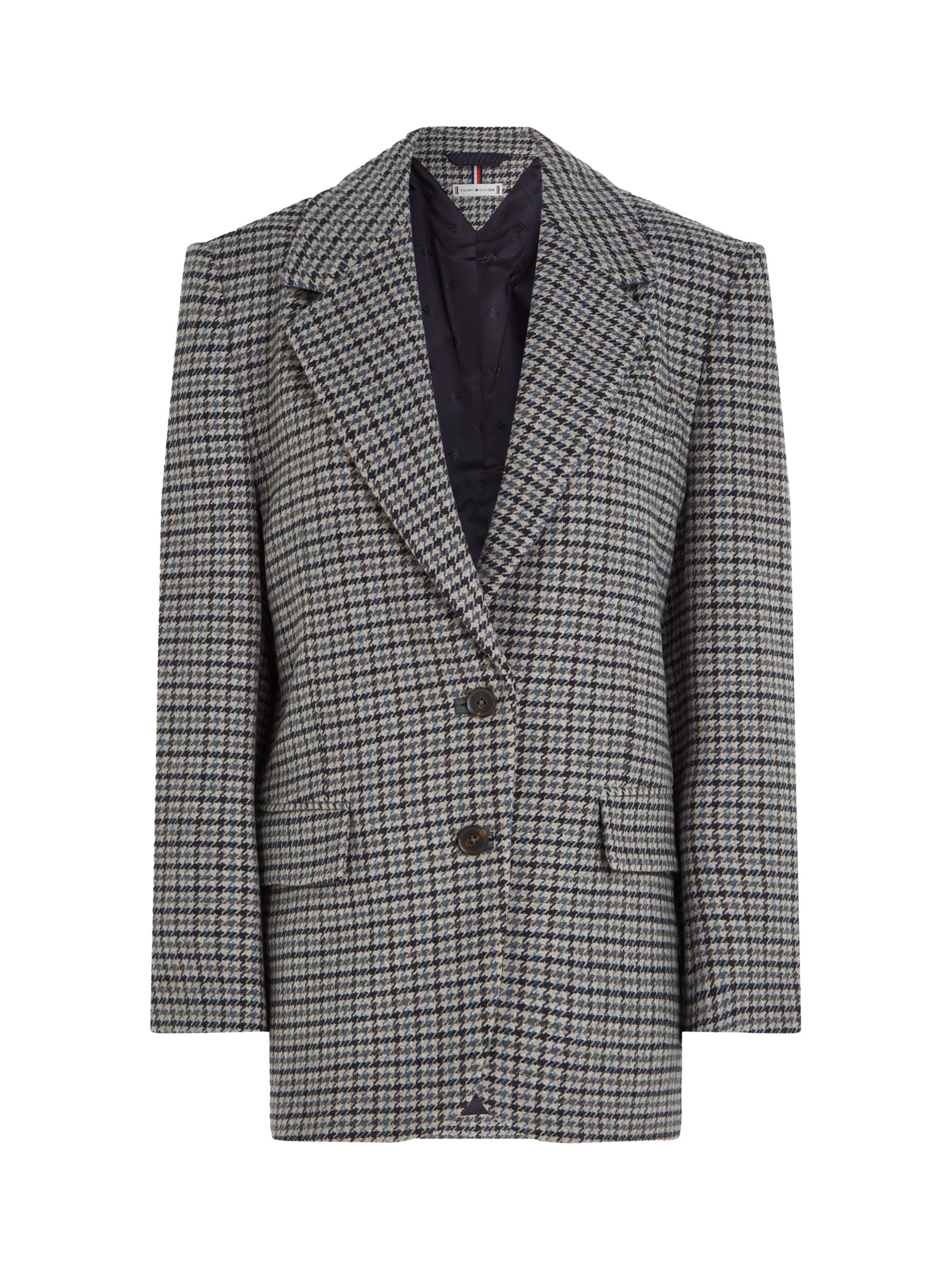 Buy Tommy Hilfiger Relaxed Wool Blend Check Blazer, Blue/Grey Online at johnlewis.com