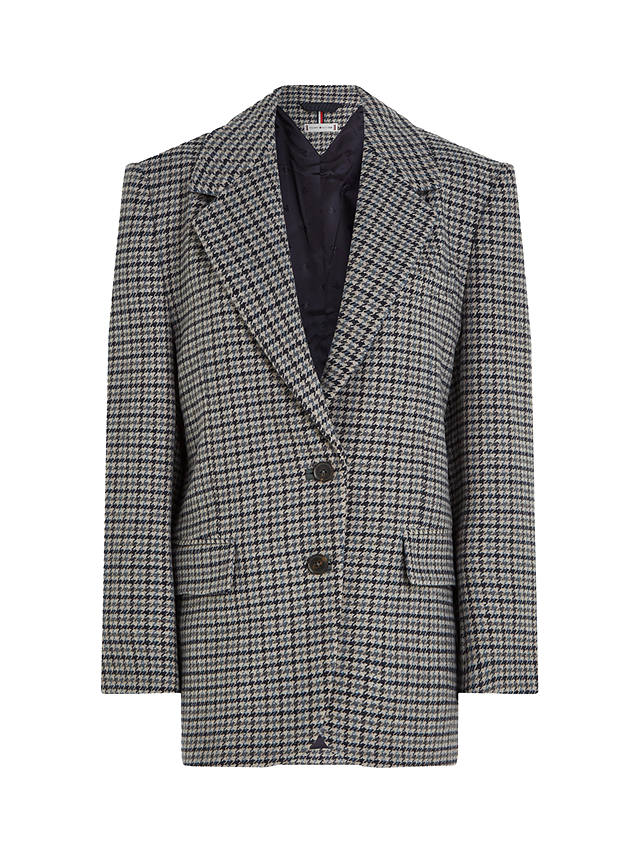 Tommy Hilfiger Relaxed Wool Blend Check Blazer, Blue/Grey