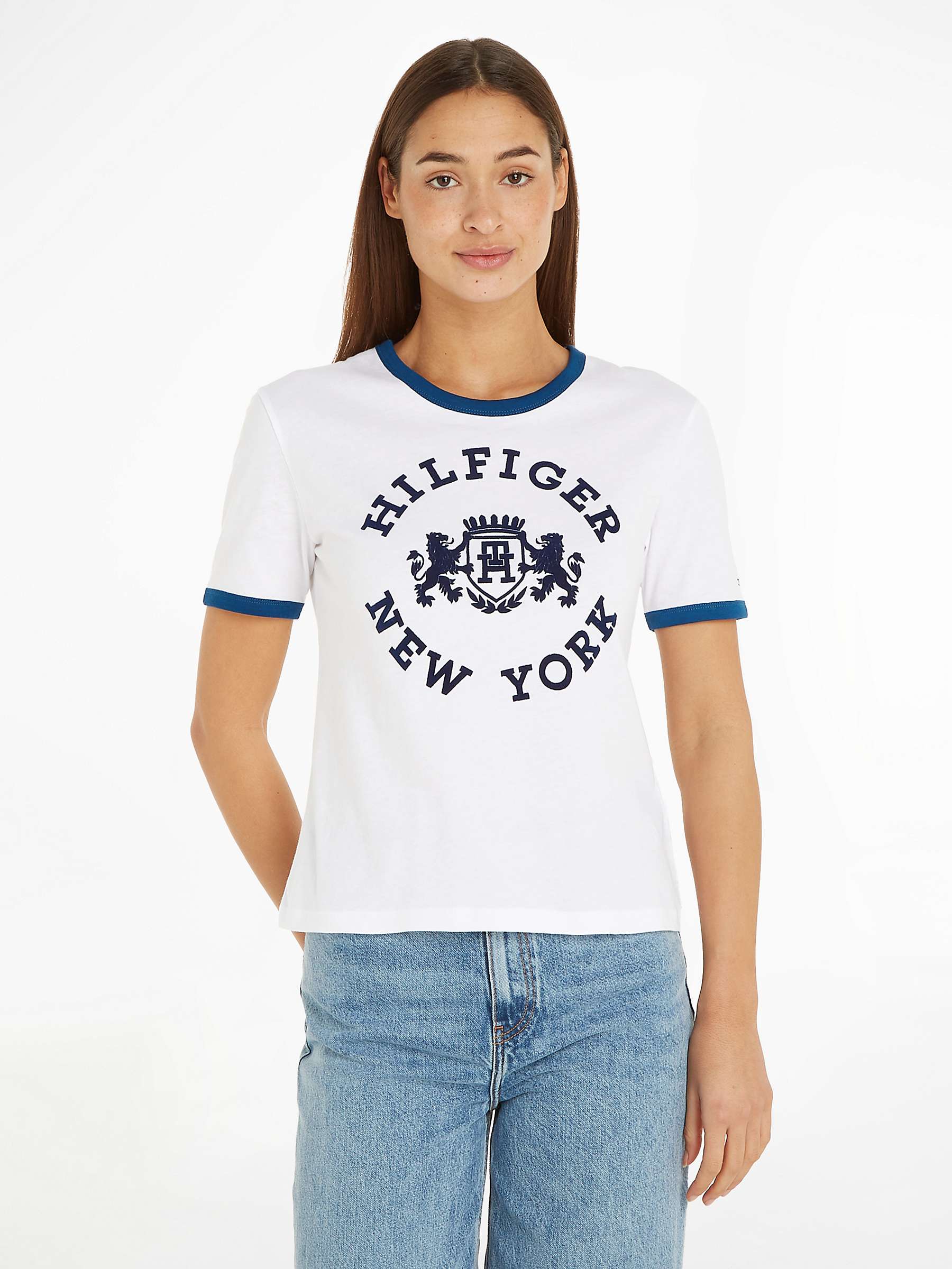 Buy Tommy Hilfiger Tommy Varsity Short Sleeve T-Shirt, Optic White Online at johnlewis.com