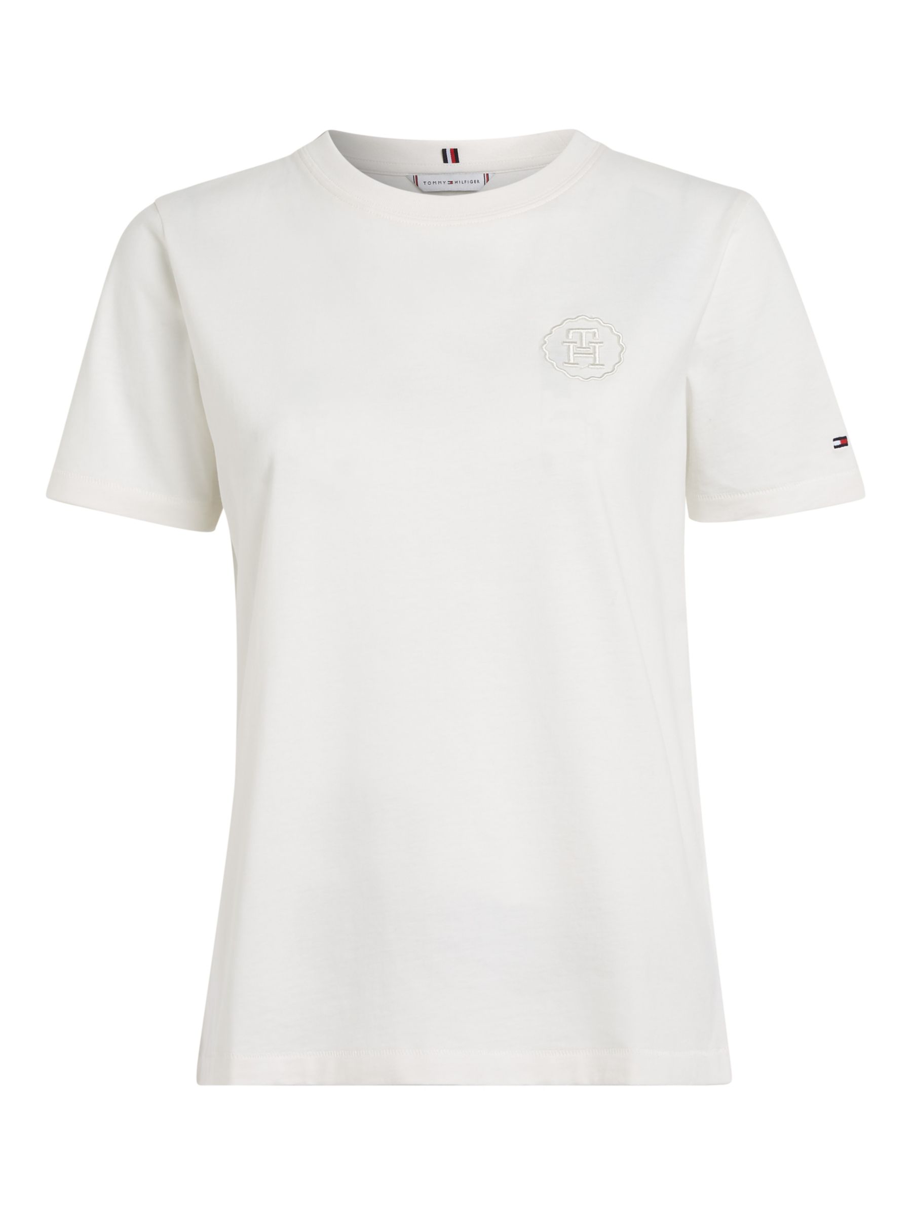 Tommy Hilfiger Embossed Logo Short Sleeve T-Shirt, Ancient White at ...