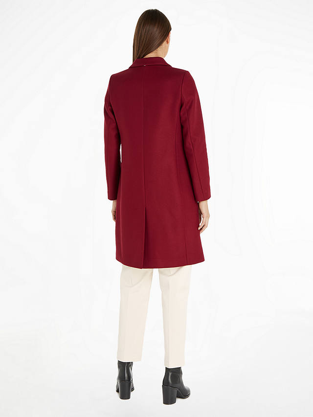 Tommy Hilfiger Wool Blend Coat, Rouge at John Lewis & Partners