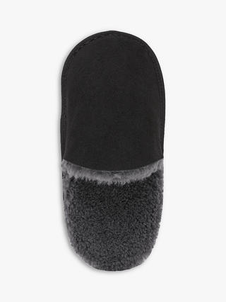 Celtic & Co. Men's Sheepskin Scuffs Slippers, Black/Grey