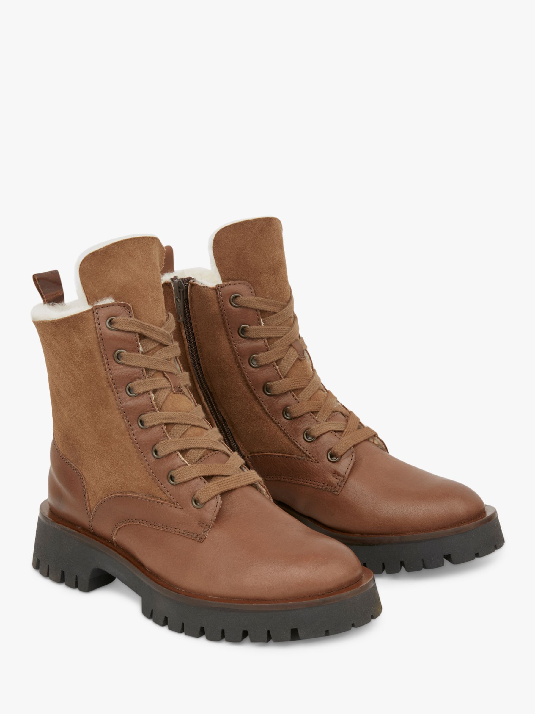 Celtic & Co. Leather And Sheepskin Wool Lace Up Boots at John Lewis ...