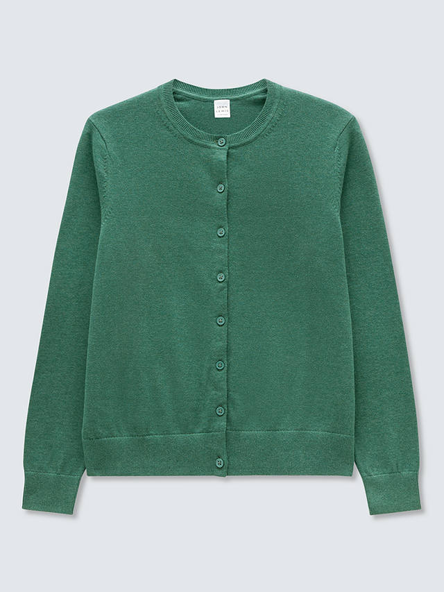 John Lewis Crew Neck Cardigan, Smoke Pine