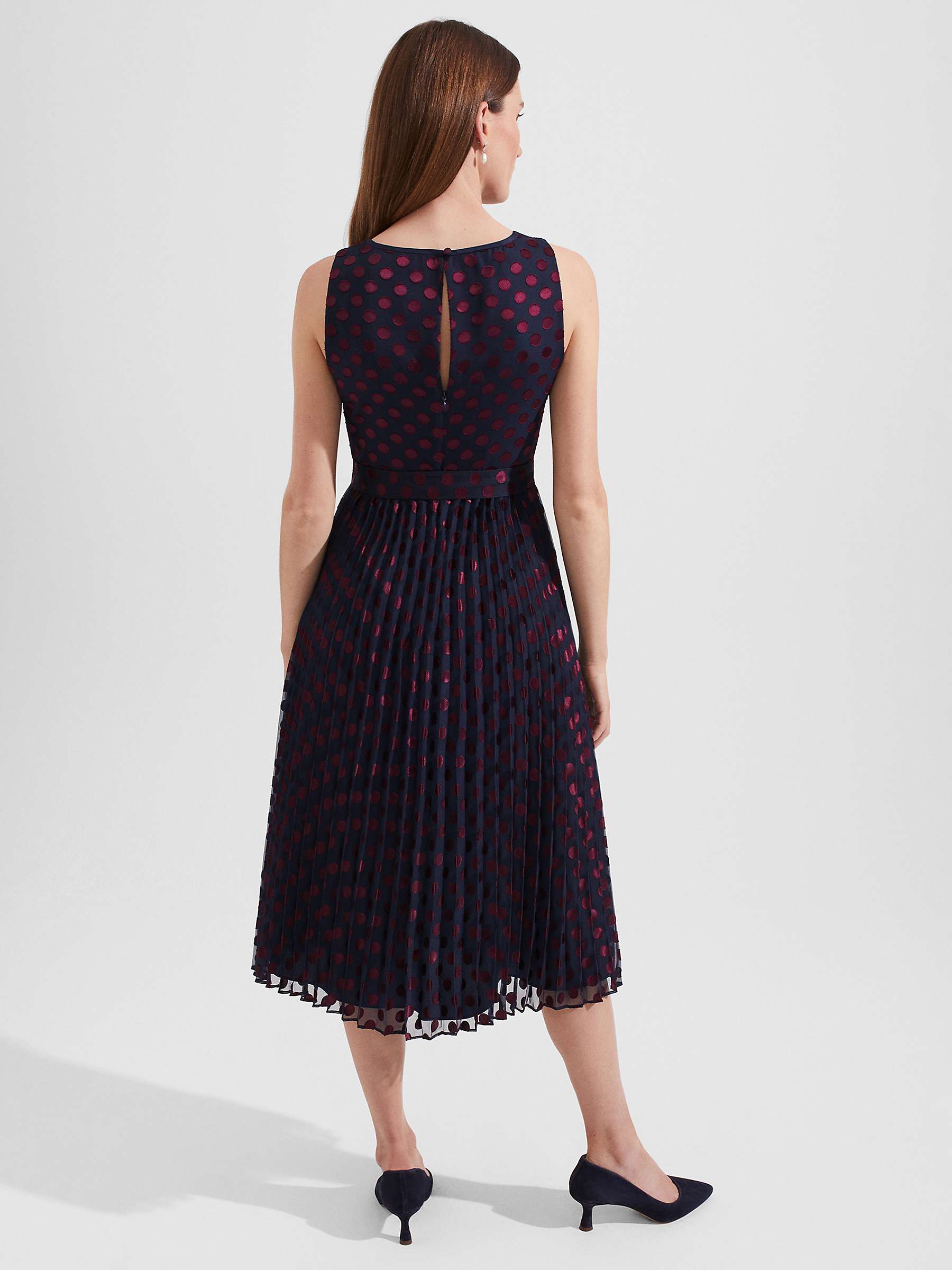 Buy Hobbs Petite Blythe Midi Dress, Navy Burgundy Online at johnlewis.com