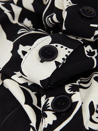 Hobbs Joanna Monochrome Floral Jersey Midi Dress, Black/Cream