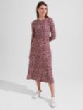 Hobbs Bayview Abstract Print Jersey Midi Dress, Purple/Multi