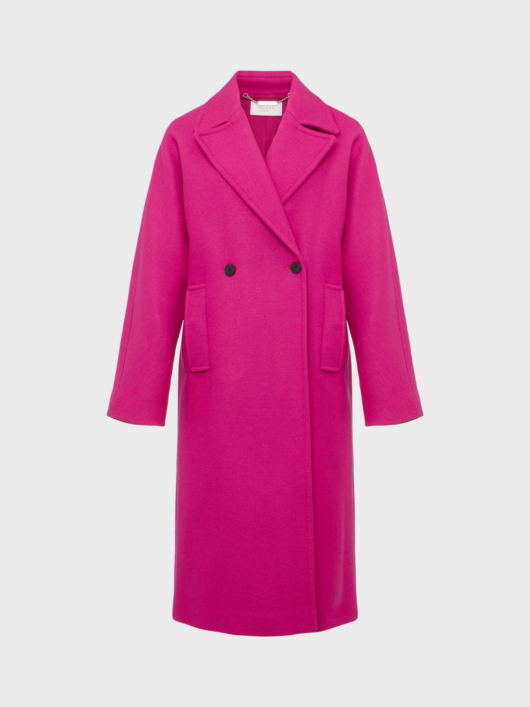 Buy Hobbs Carine Wool Blend Relaxed Fit Coat, Bright Pink Online at johnlewis.com