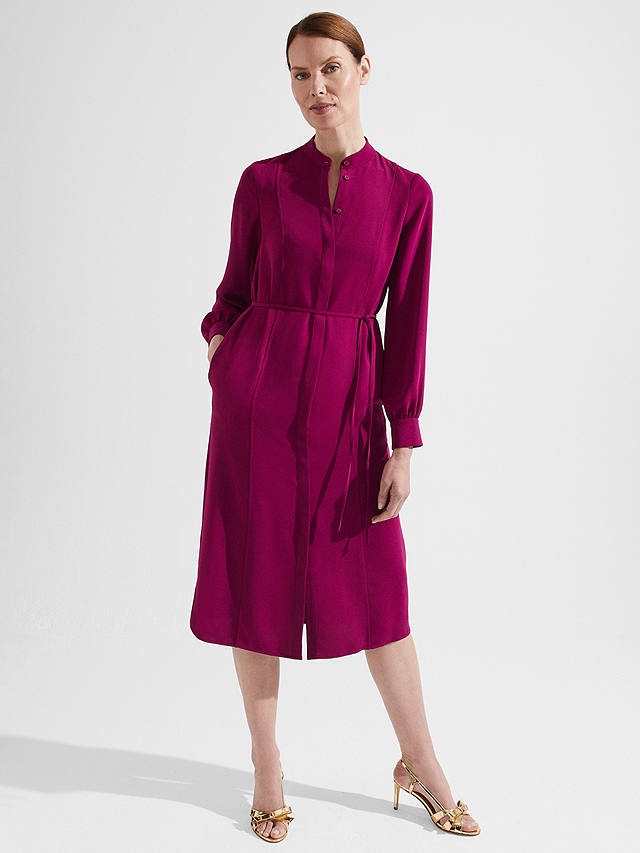 Hobbs Bletchley Midi Shirt Dress, Plum Pink at John Lewis & Partners