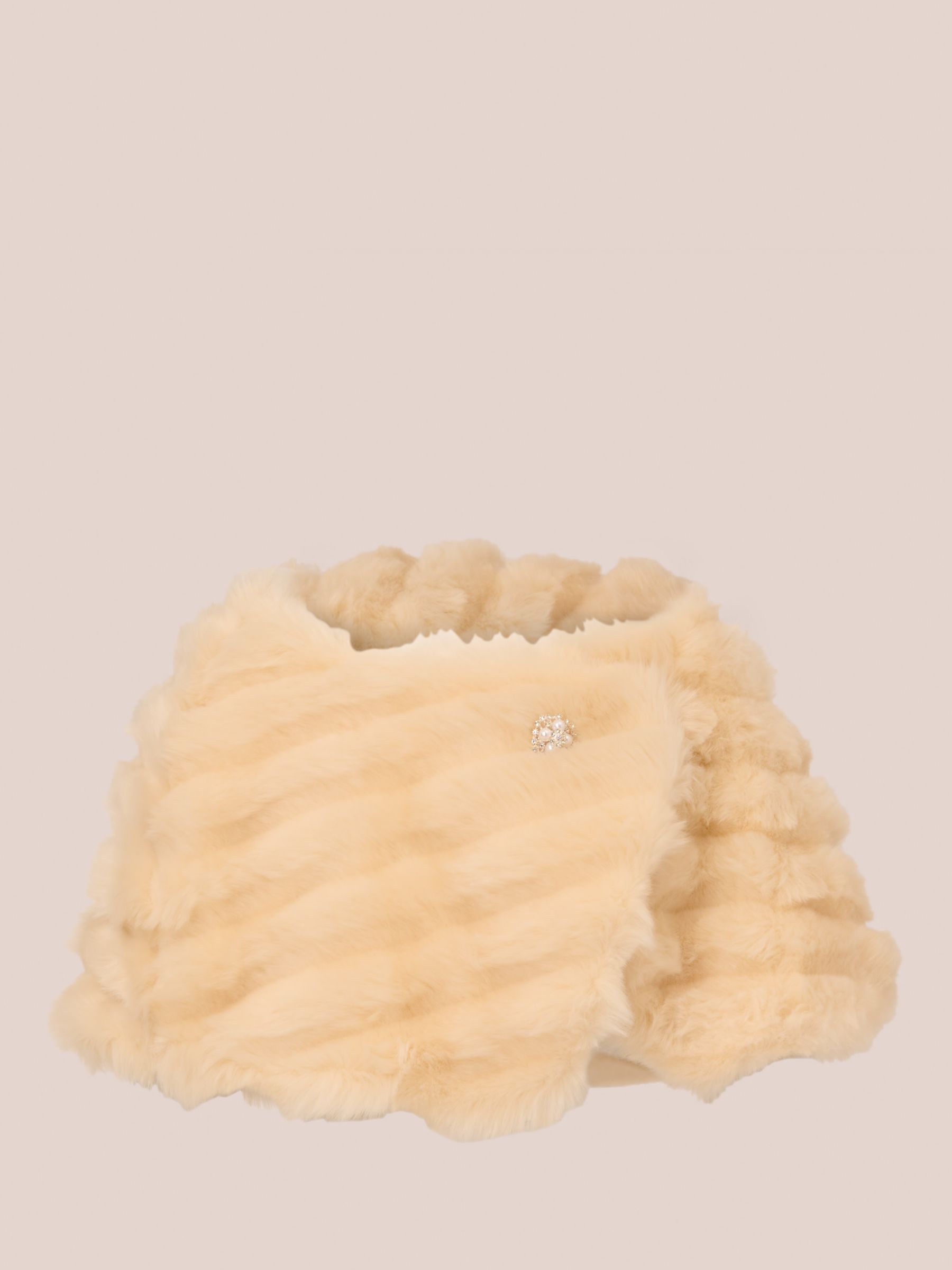 Adrianna Papell Faux Fur Brooch Cover Up Champagne at John Lewis