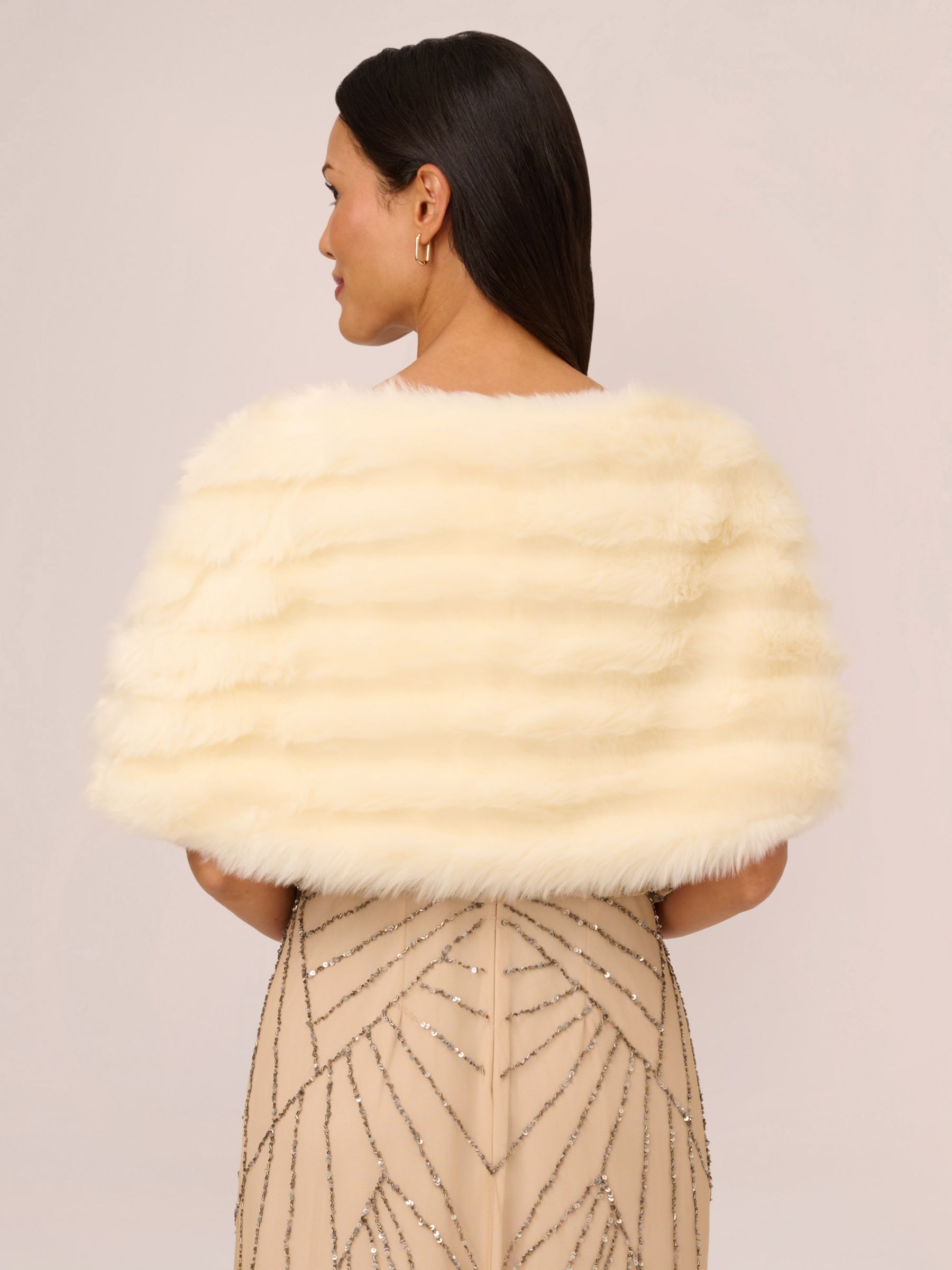 Adrianna Papell Faux Fur Brooch Cover Up Ivory at John Lewis