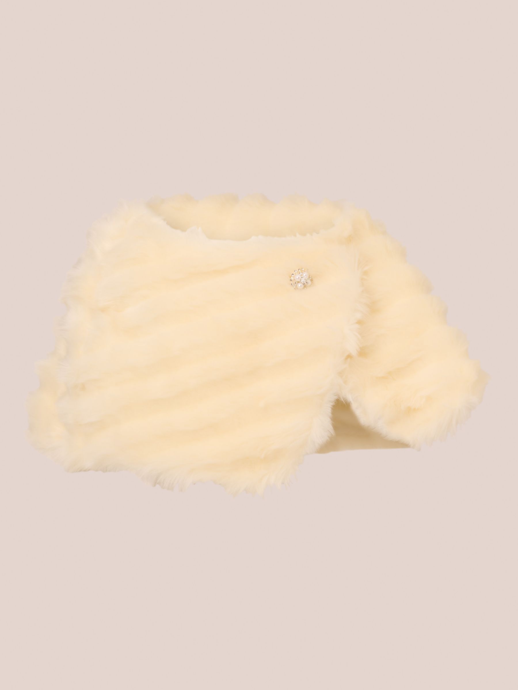 Adrianna Papell Faux Fur Brooch Cover Up Ivory at John Lewis