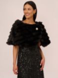 Adrianna Papell Faux Fur Brooch Cover Up, Black
