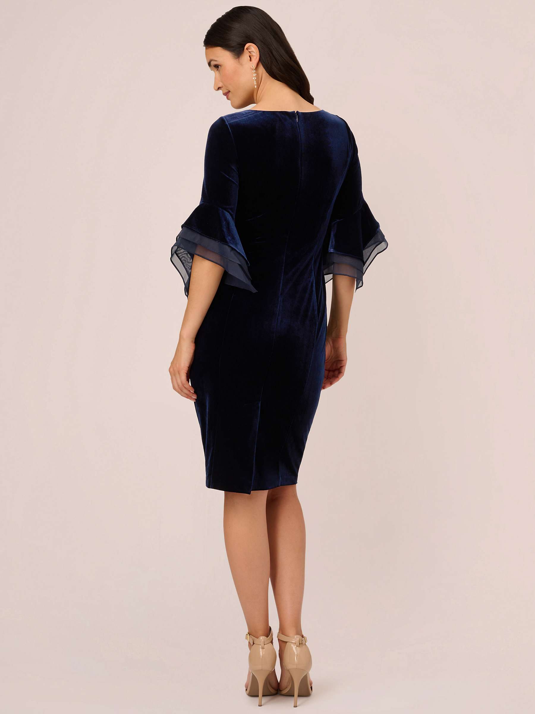 Buy Adrianna Papell Velvet Bell Sleeve Dress, Midnight Online at johnlewis.com