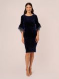 Adrianna Papell Velvet Bell Sleeve Dress, Midnight