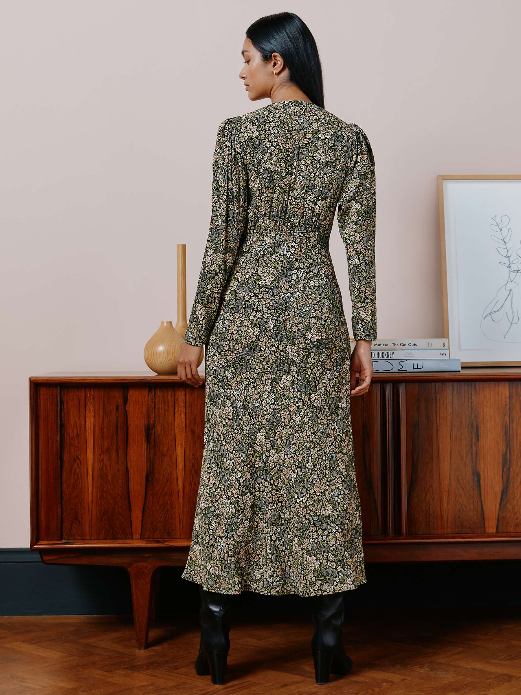Buy Albaray Winter Meadow Print Midi Dress, Green Online at johnlewis.com