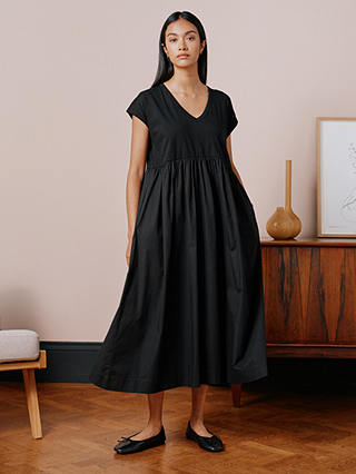 Albaray V-Neck Woven Mix Dress, Black