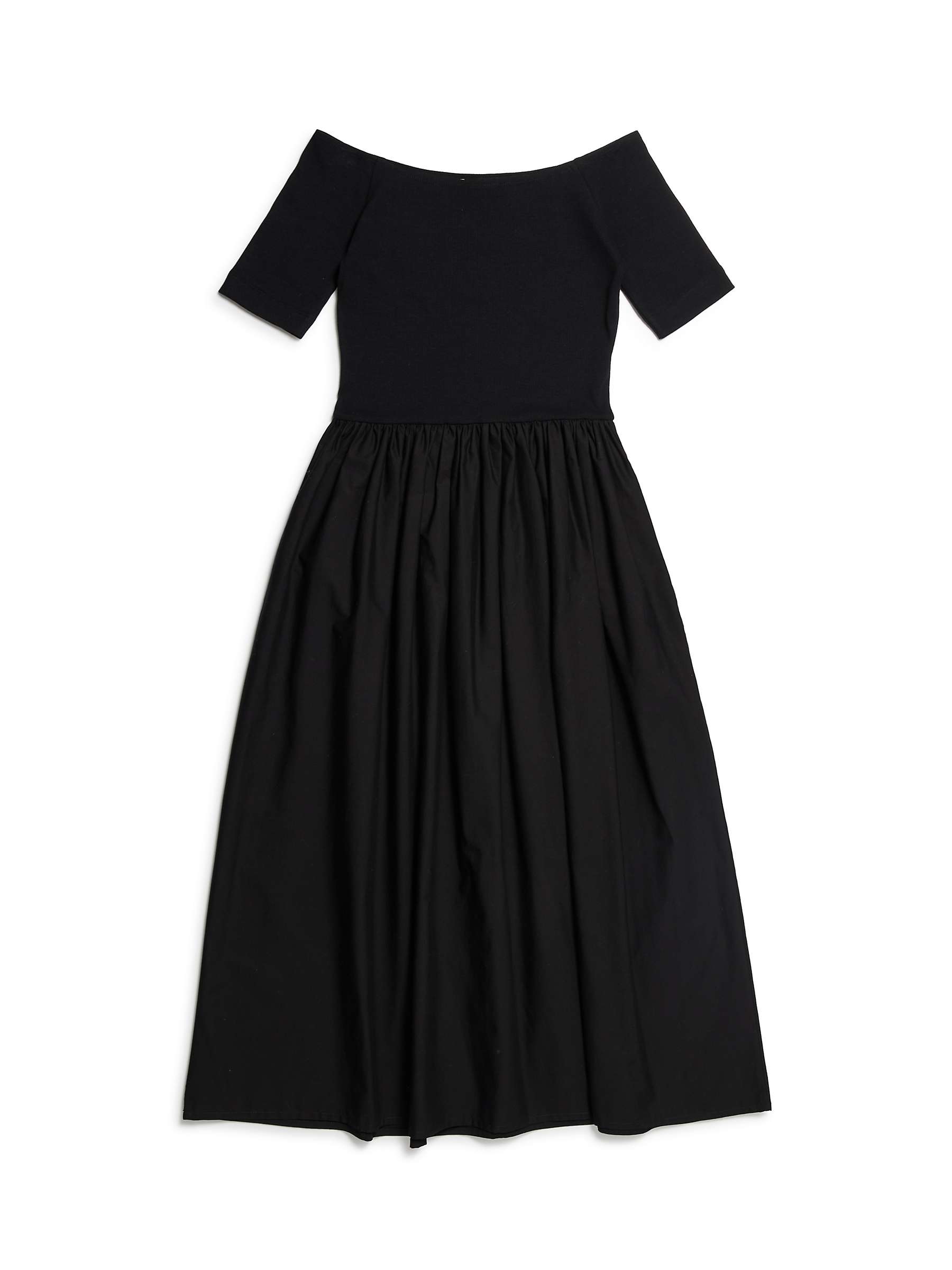 Albaray Bardot Woven Mix Dress, Black at John Lewis & Partners