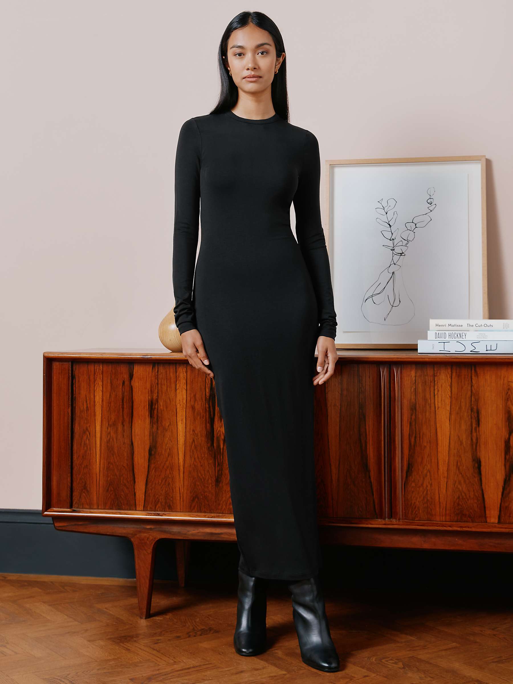 Buy Albaray Maxi Column Jersey Dress, Black Online at johnlewis.com