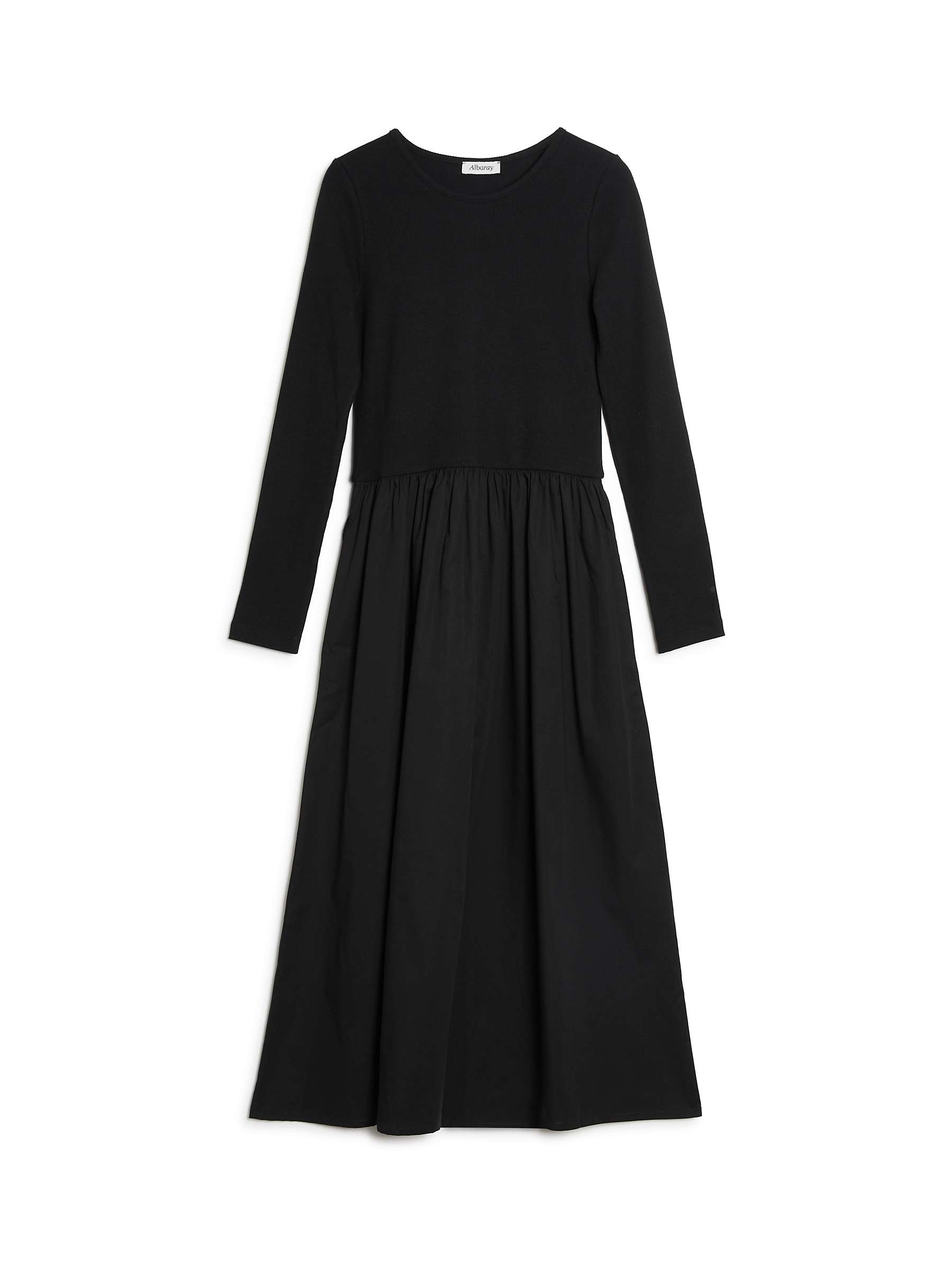 Buy Albaray Cotton Rib Midi Dress, Black Online at johnlewis.com