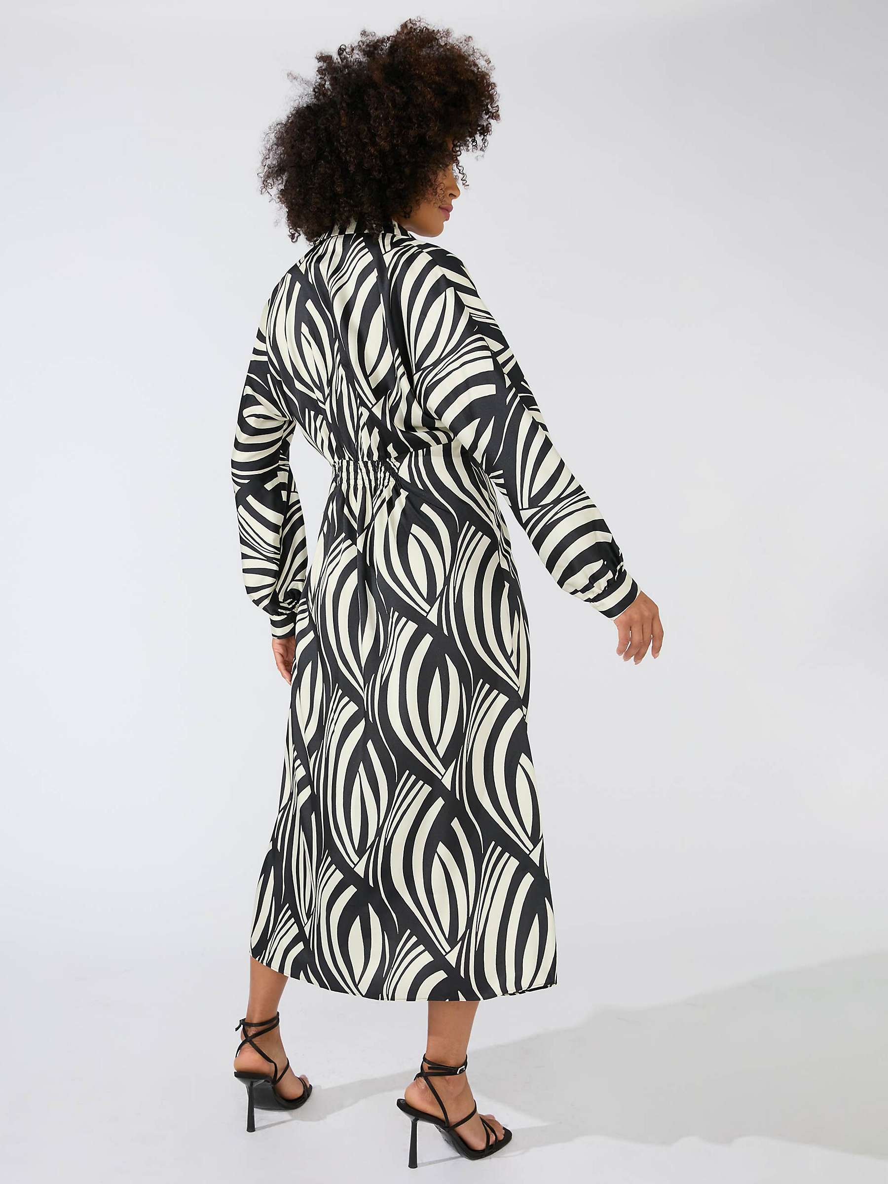 Buy Ro&Zo Monochrome Abstract Leaf Print Midi Dress Online at johnlewis.com