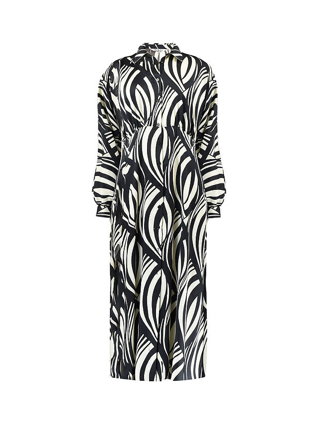 Ro&Zo Monochrome Abstract Leaf Print Midi Dress, Black/White