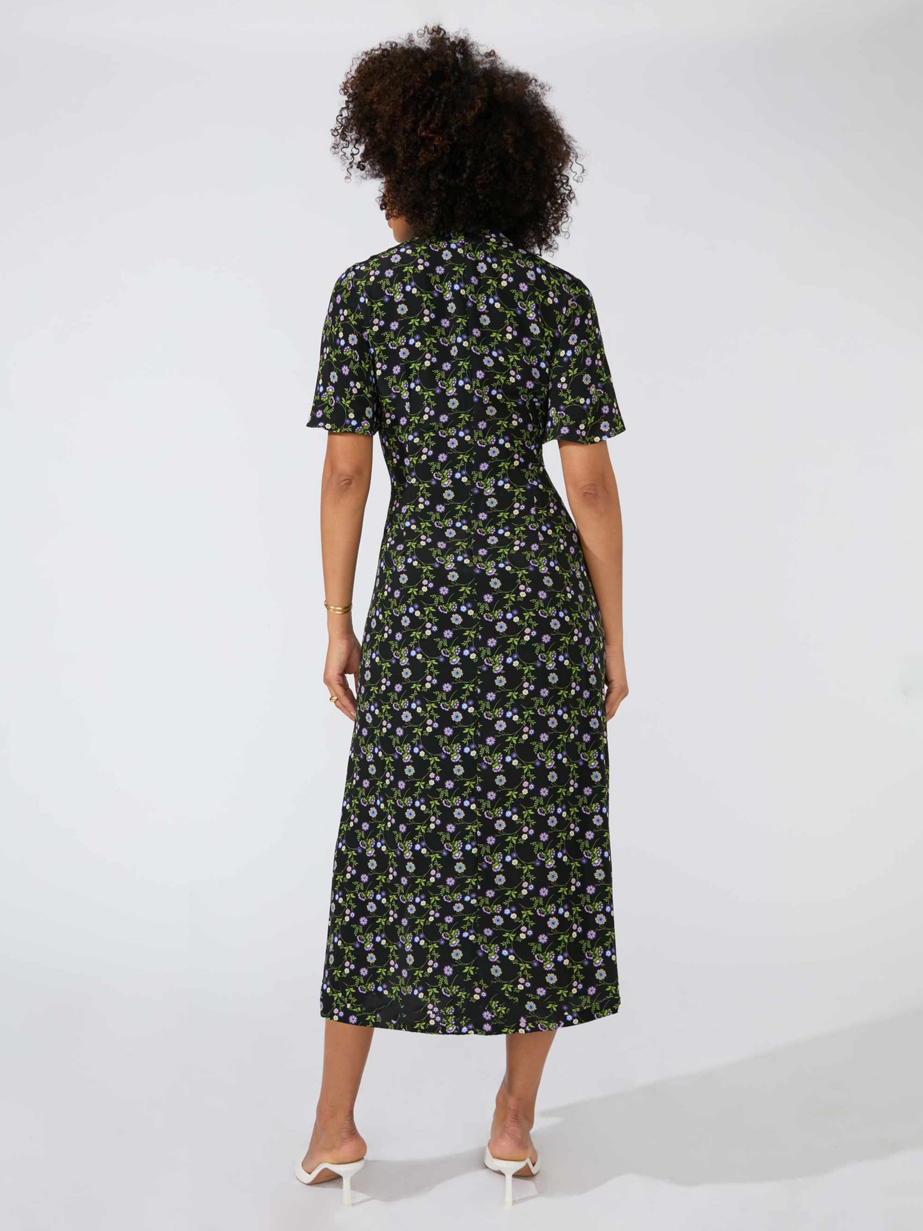 Buy Ro&Zo Wildflower High Neck Midi Dress, Black/Multi Online at johnlewis.com