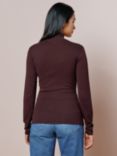 Albaray Cotton Silk Blend Turtle Neck Jumper, Aubergine