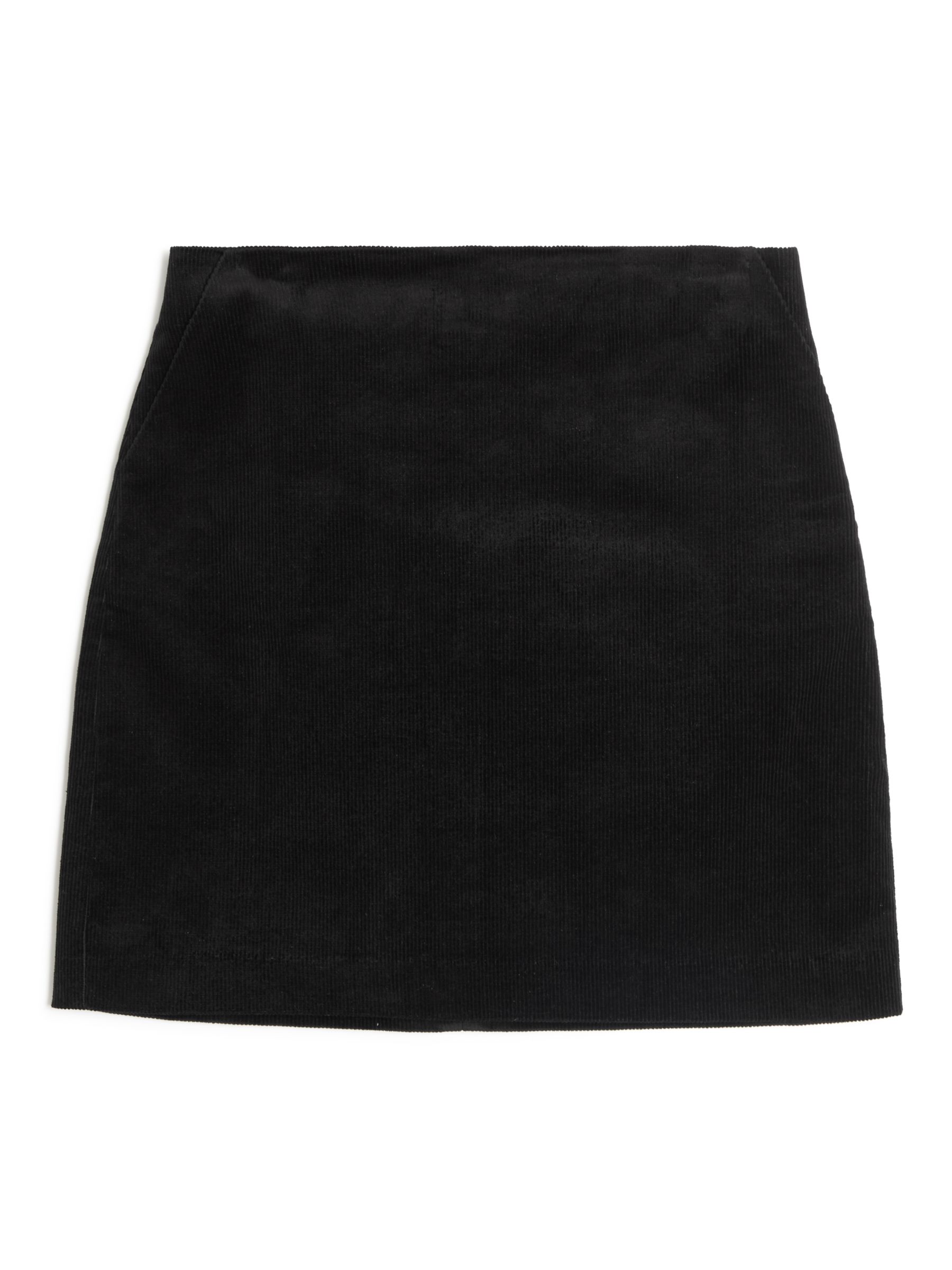 Albaray Plain Cord Mini Pelmet Skirt, Black at John Lewis & Partners
