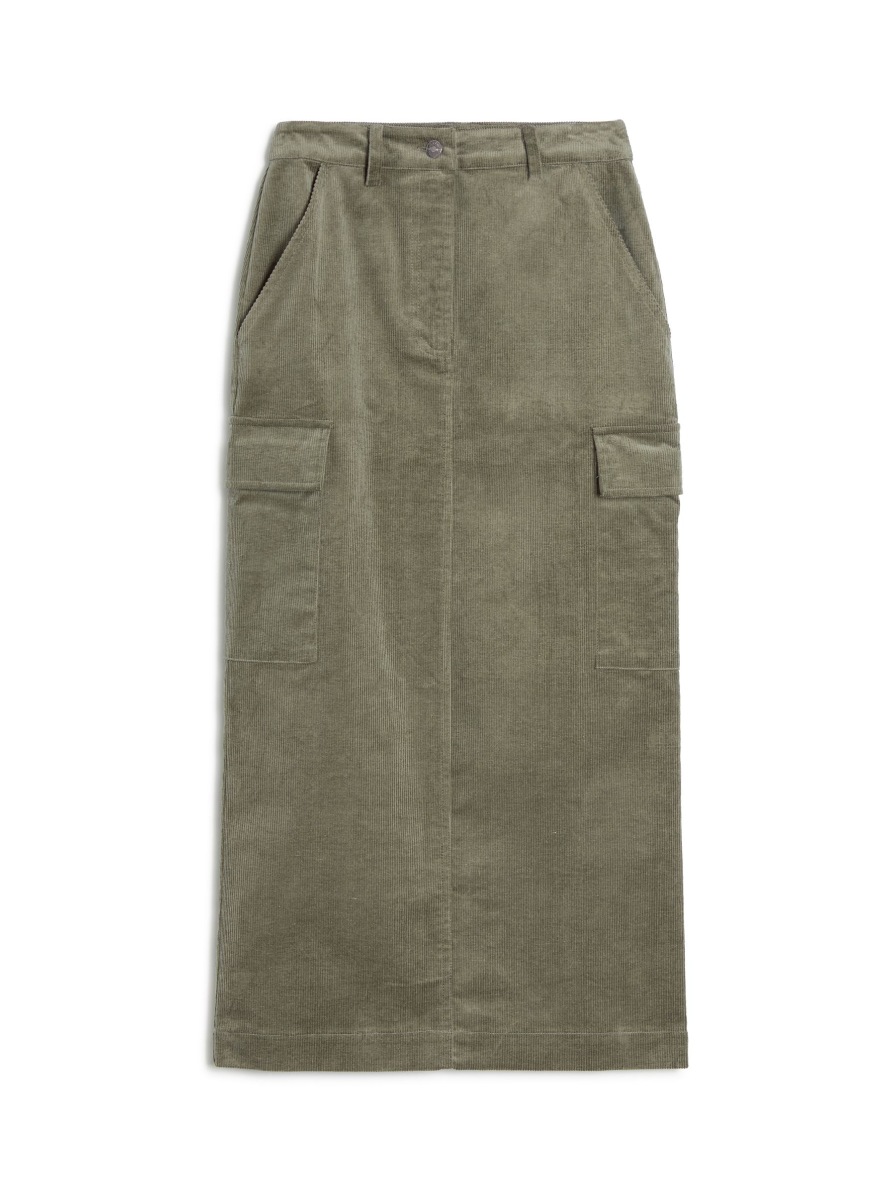 Albaray Cord Utility Organic Cotton Midi Skirt, Green at John Lewis ...