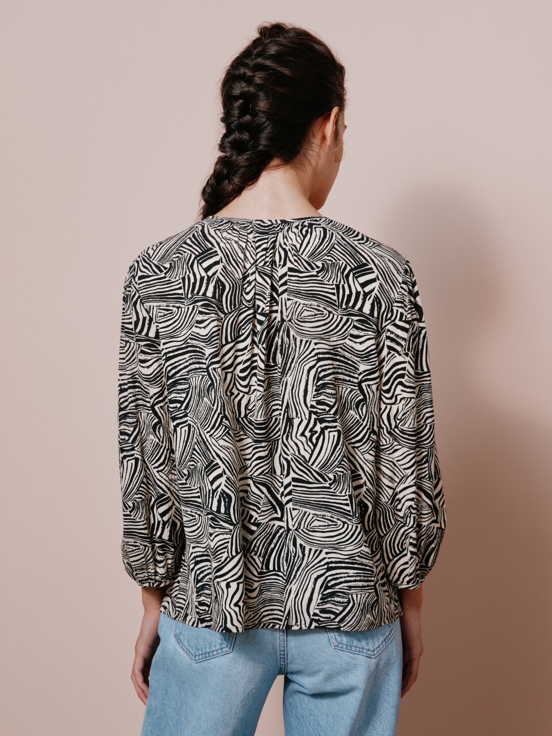 Buy Albaray Abstract Marbel Print Keyhole Top, Multi Online at johnlewis.com