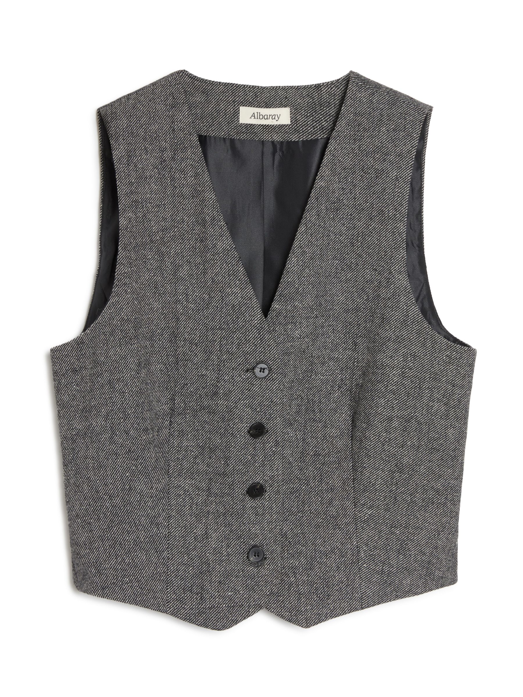 Albaray Textured Wool Blend Waistcoat, Grey at John Lewis & Partners