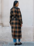Albaray Check Wool Blend Wrap Overcoat, Brown/Black