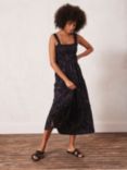 Mint Velvet Martha Ruffle Midi Dress, Black/Purple
