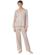 LAUREN Ralph Lauren Long Sleeve Velvet Notch Collar Long PJ Set