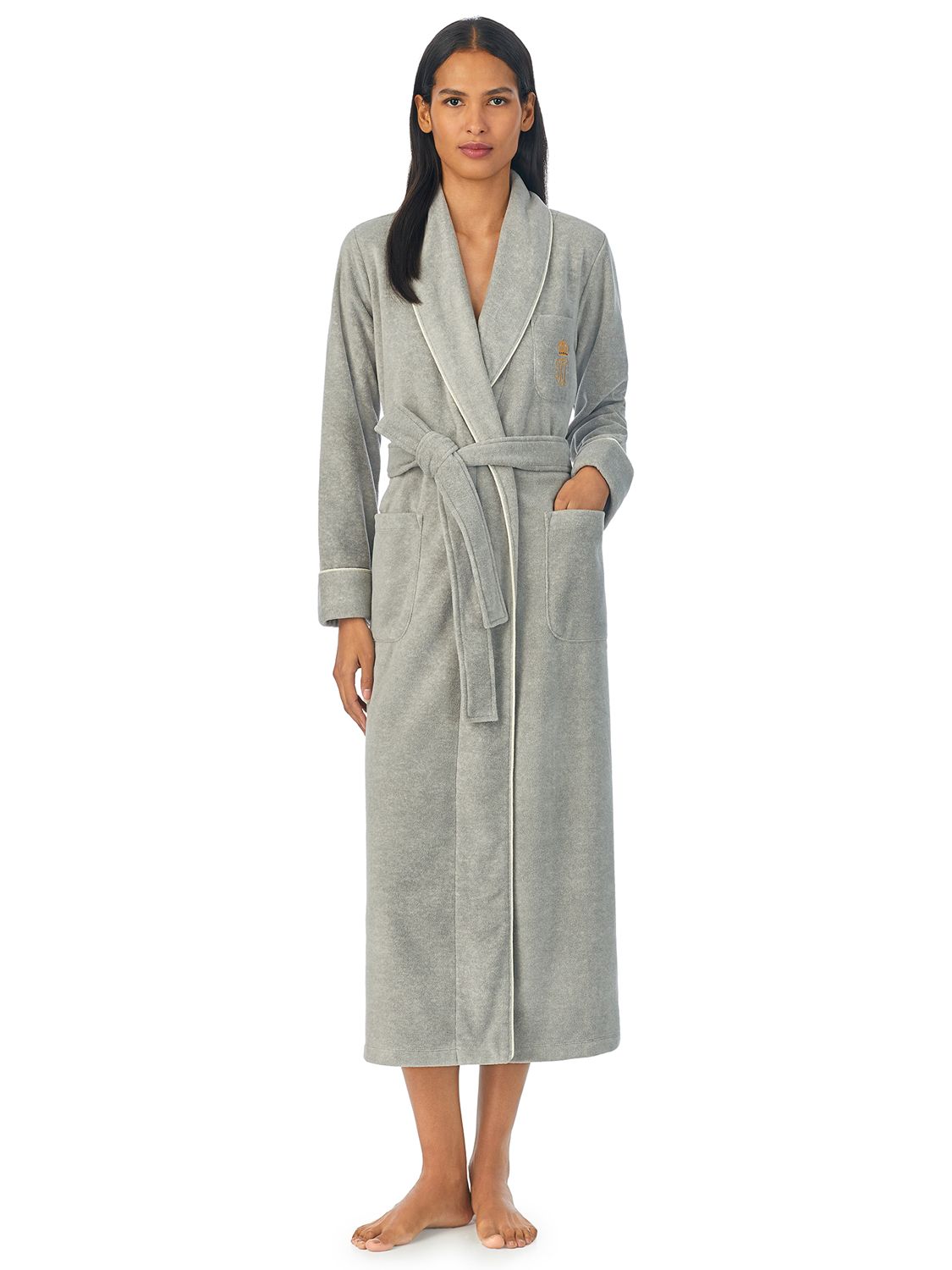 Ralph Lauren Recycled Fleece Dalton Dressing Robe, 030 Grey