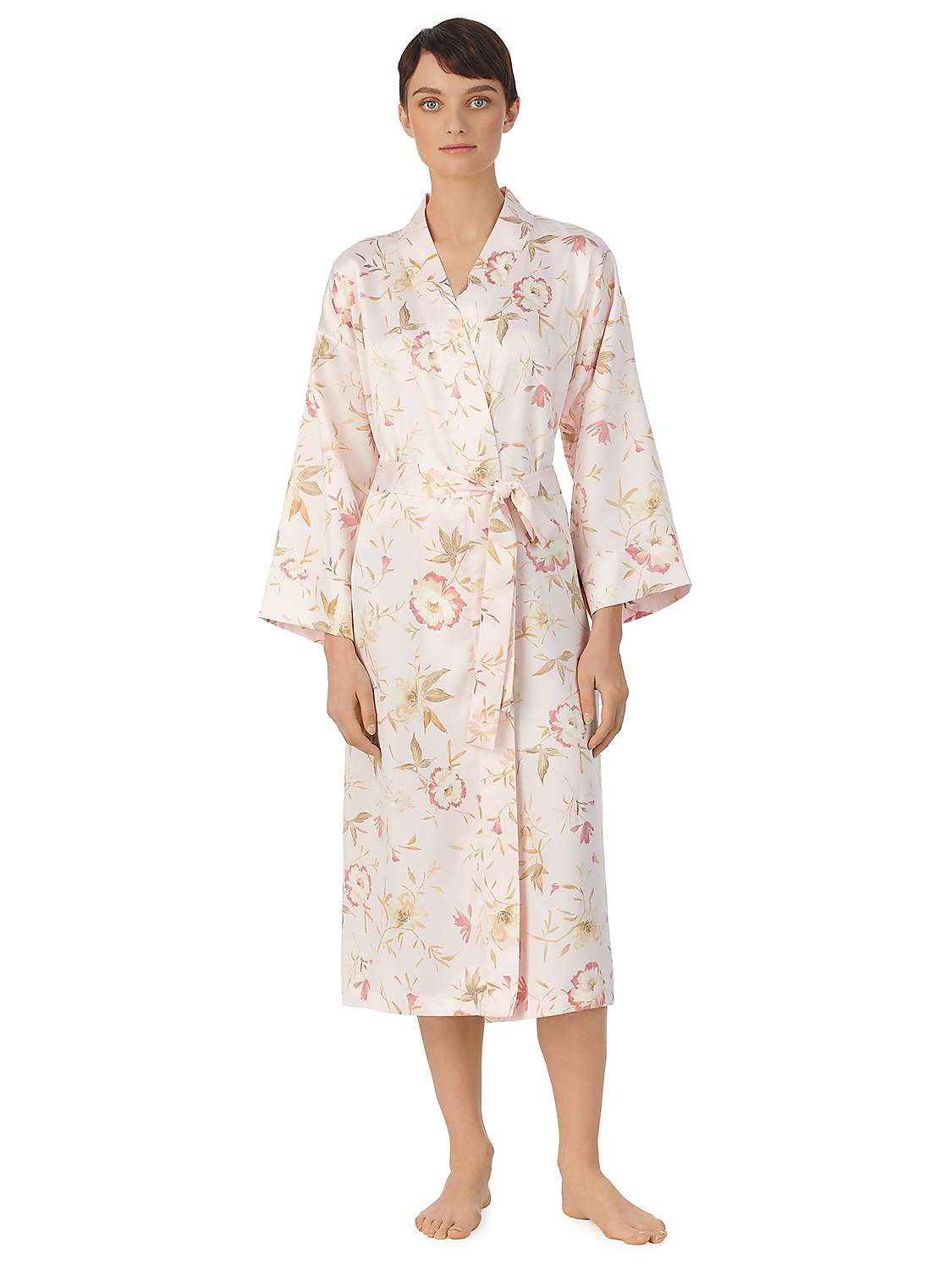 Buy Lauren Ralph Lauren Floral Satin Kimono Robe, Pink/Multi Online at johnlewis.com