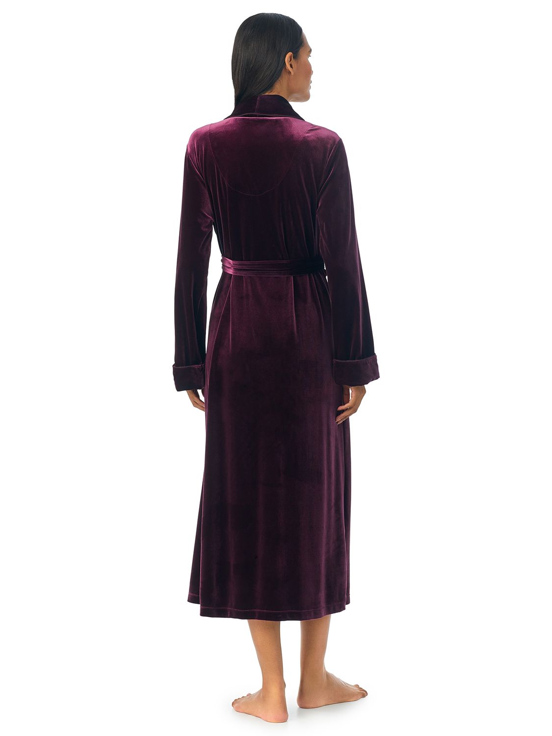 Lauren Ralph Lauren Velvet Robe, Burgundy at John Lewis & Partners
